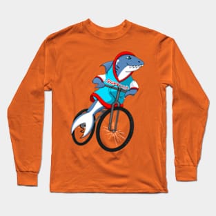 Cute  Shark on a Bicycle Long Sleeve T-Shirt